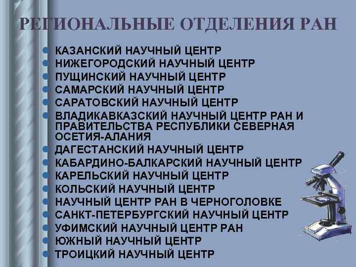 РЕГИОНАЛЬНЫЕ ОТДЕЛЕНИЯ РАН l КАЗАНСКИЙ НАУЧНЫЙ ЦЕНТР l НИЖЕГОРОДСКИЙ НАУЧНЫЙ ЦЕНТР l РЕГИОНАЛЬНЫЕ ОТДЕЛЕНИЯ РАН l КАЗАНСКИЙ НАУЧНЫЙ ЦЕНТР l НИЖЕГОРОДСКИЙ НАУЧНЫЙ ЦЕНТР l