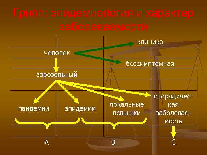 Грипп: эпидемиология и характер заболеваемости клиника человек Грипп: эпидемиология и характер заболеваемости клиника человек