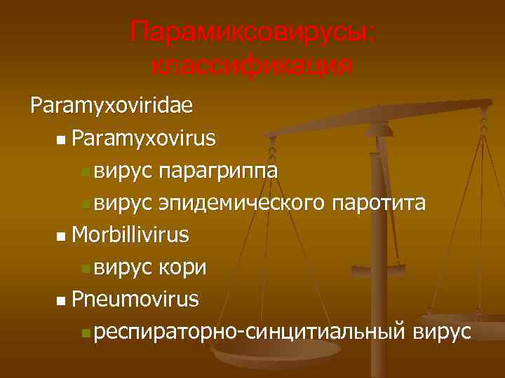 Парамиксовирусы: классификация Paramyxoviridae n Paramyxovirus n вирус парагриппа Парамиксовирусы: классификация Paramyxoviridae n Paramyxovirus n вирус парагриппа