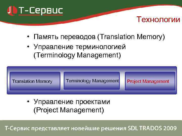      Технологии   • Память переводов (Translation Memory) 