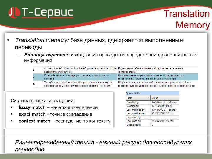      Translation      Memory • Translation