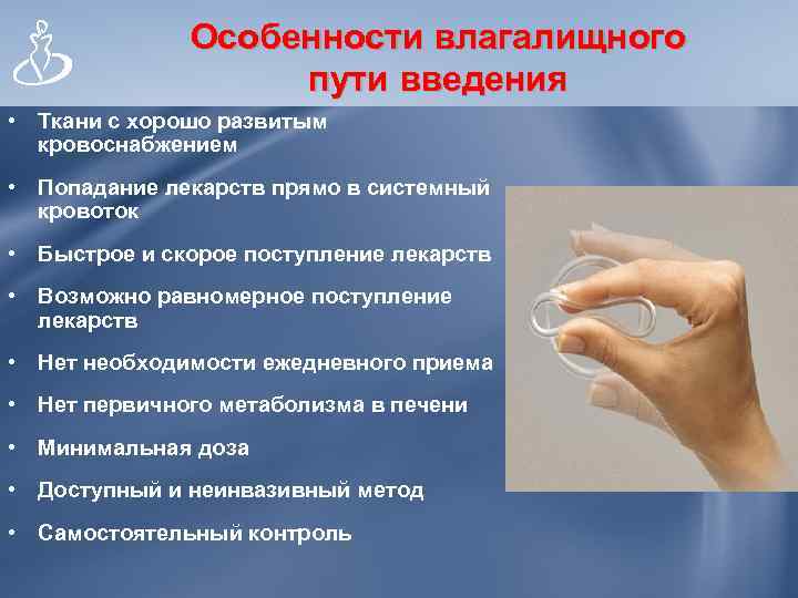    Особенности влагалищного    пути введения • Ткани с хорошо