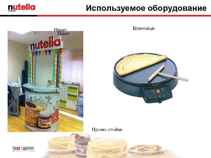    Используемое оборудование Пакет    Блинница Пакет   