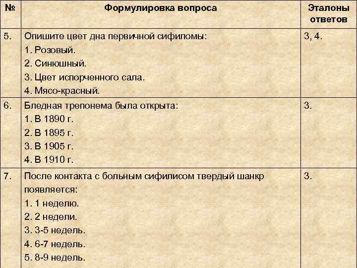 №    Формулировка вопроса    Эталоны    