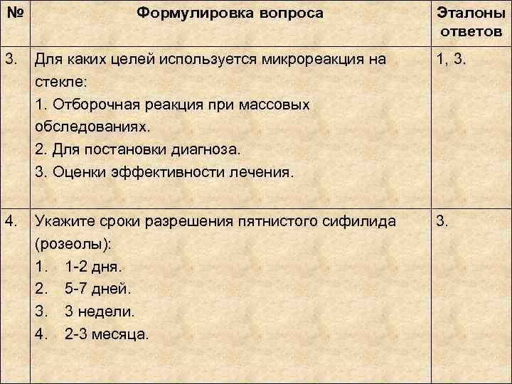 № Формулировка вопроса Эталоны № Формулировка вопроса Эталоны