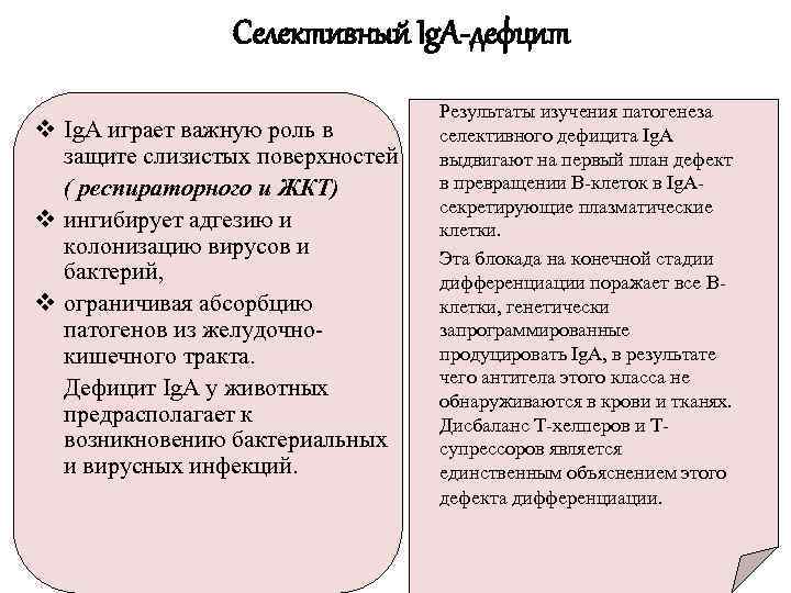     Селективный Ig. A-дефцит      Результаты изучения