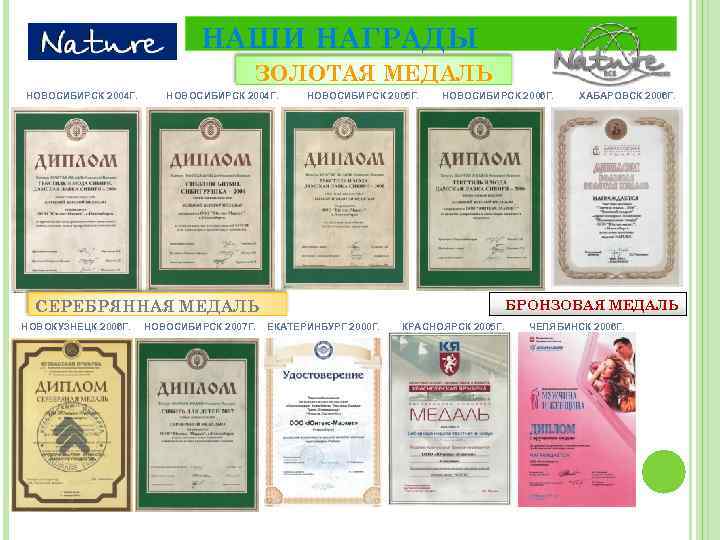      НАШИ НАГРАДЫ    ЗОЛОТАЯ МЕДАЛЬ НОВОСИБИРСК 2004