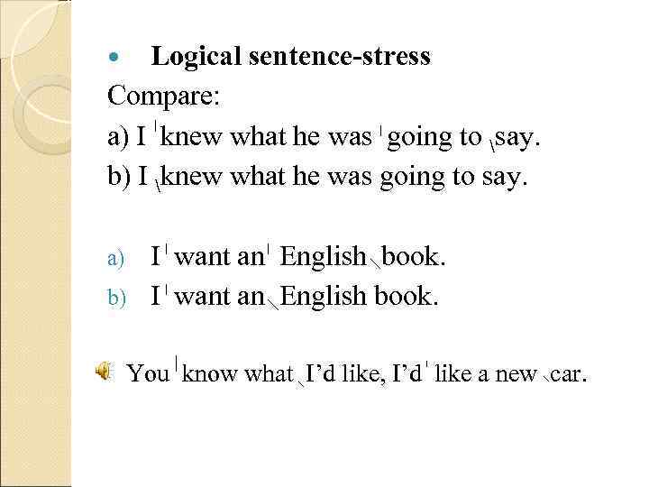  Logical sentence-stress Compare: a) I knew what he was going to say. 