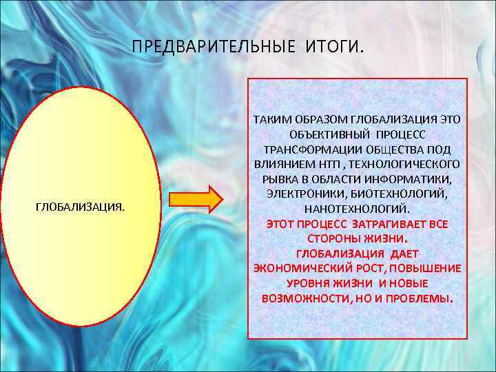 План по теме глобализация