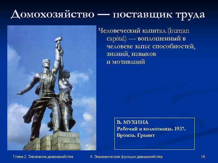 Домохозяйство — поставщик труда    Человеческий капитал (human    