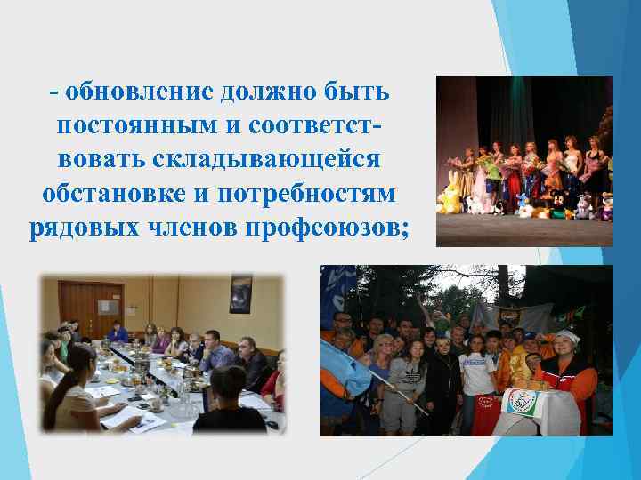  - обновление должно быть  постоянным и соответст-  вовать складывающейся обстановке и