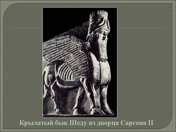 Крылатый бык Шеду из дворца Саргона II 