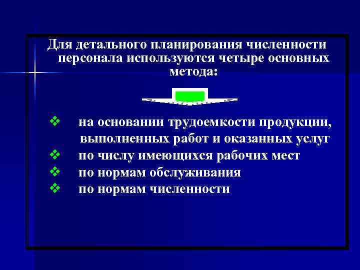 Для детального планирования численности  персонала используются четыре основных    метода: v