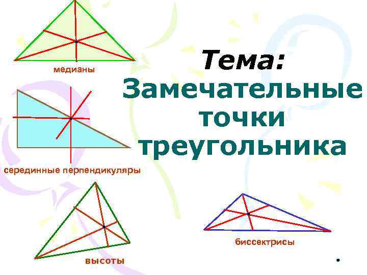    медианы   Тема:    Замечательные   