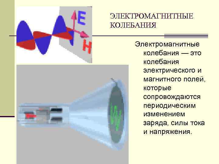 ЭЛЕКТРОМАГНИТНЫЕ КОЛЕБАНИЯ Электромагнитные  колебания — это  колебания  электрического и  магнитного