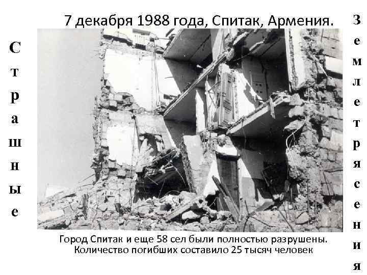   7 декабря 1988 года, Спитак, Армения.   З   