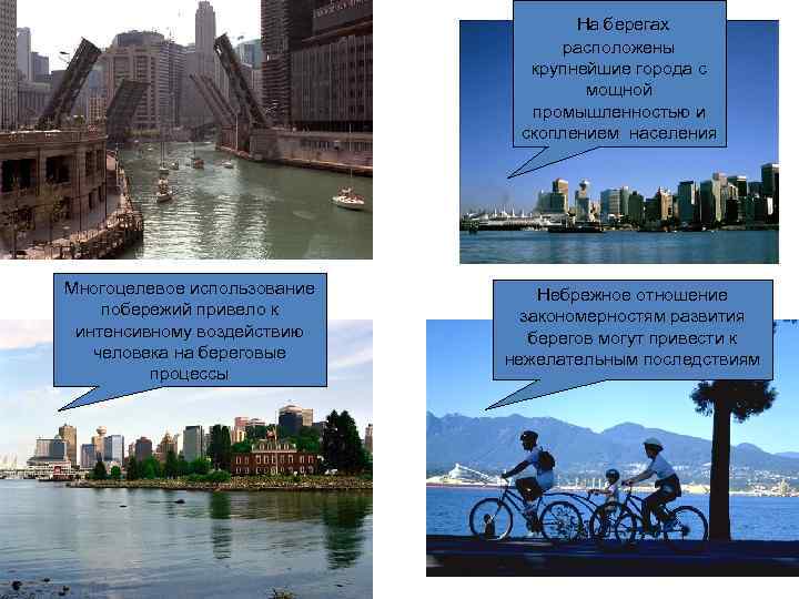       На берегах      расположены