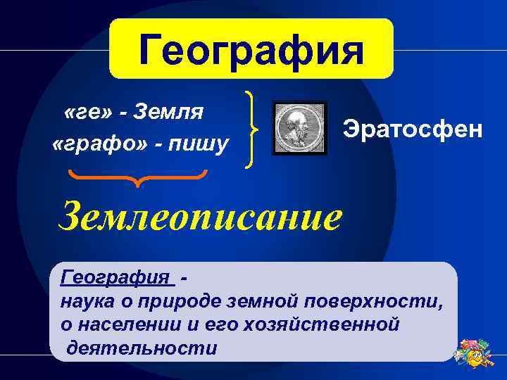   География  «ге» - Земля     Эратосфен «графо» -