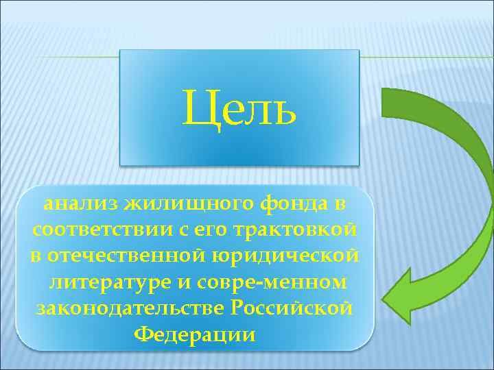    Цель анализ жилищного фонда в соответствии с его трактовкой в отечественной