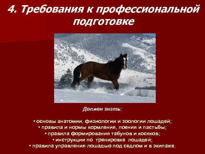 4. Требования к профессиональной  подготовке      Должен знать: 