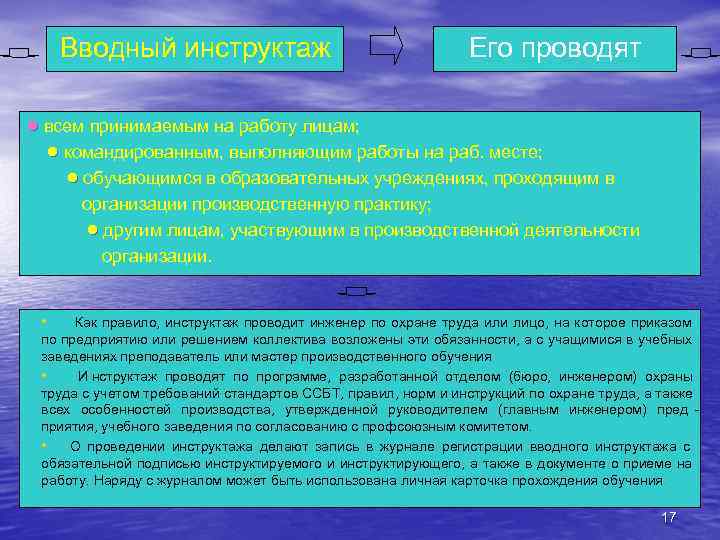  Вводный инструктаж       Его проводят  • всем