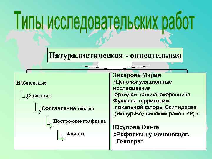     Натуралистическая - описательная     Захарова Мария Наблюдение