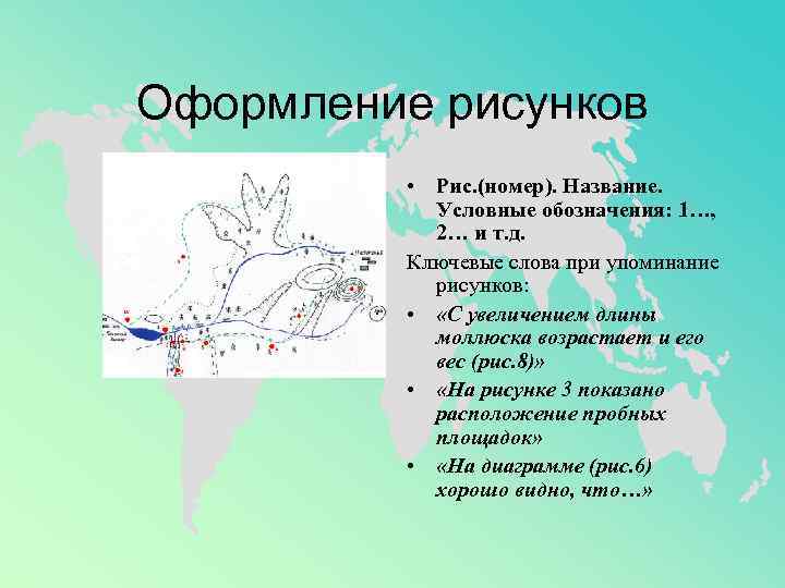 Оформление рисунков  • Рис. (номер). Название.    Условные обозначения: 1…, 