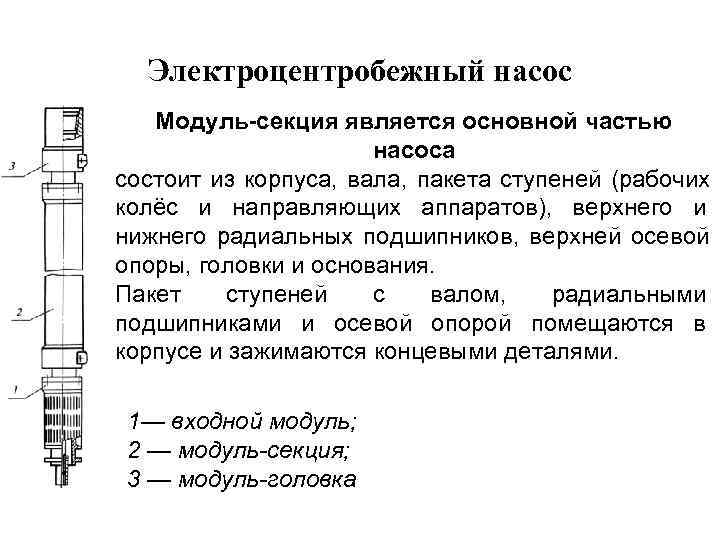   Электроцентробежный насос Модуль-секция является основной частью     насоса состоит