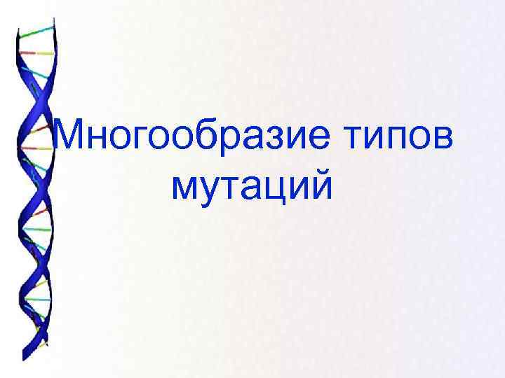 Многообразие типов  мутаций 