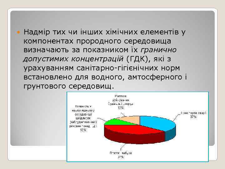   Надмір тих чи інших хімічних елементів у компонентах прородного середовища визначають за