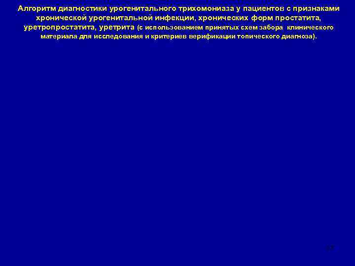 Алгоритм диагностики урогенитального трихомониаза у пациентов с признаками хронической урогенитальной инфекции, хронических форм простатита,