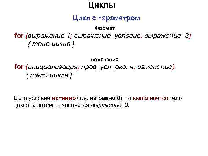 Циклы Цикл с параметром Циклы Цикл с параметром