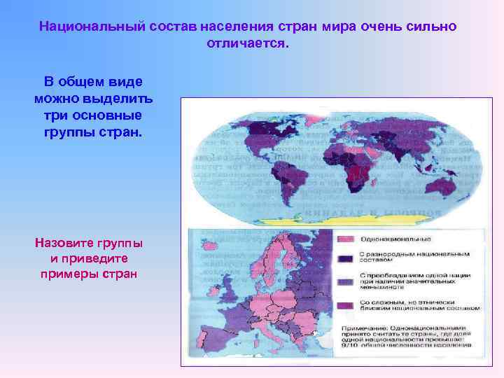 Национальный состав населения стран мира очень сильно     отличается.  В