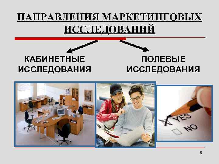НАПРАВЛЕНИЯ МАРКЕТИНГОВЫХ ИССЛЕДОВАНИЙ КАБИНЕТНЫЕ ПОЛЕВЫЕ ИССЛЕДОВАНИЯ 5 НАПРАВЛЕНИЯ МАРКЕТИНГОВЫХ ИССЛЕДОВАНИЙ КАБИНЕТНЫЕ ПОЛЕВЫЕ ИССЛЕДОВАНИЯ 5