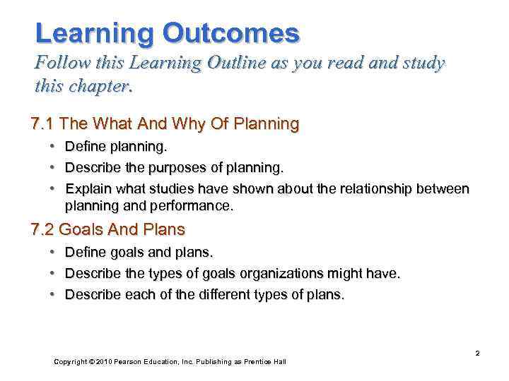 Learning Outcomes Follow this Learning Outline as you read and study this chapter. 7.