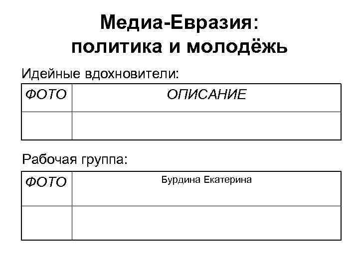    Медиа-Евразия:   политика и молодёжь Идейные вдохновители: ФОТО  