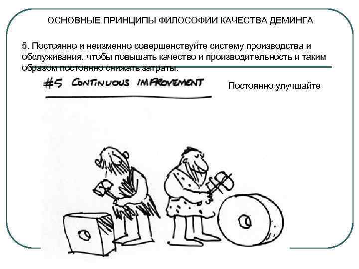  ОСНОВНЫЕ ПРИНЦИПЫ ФИЛОСОФИИ КАЧЕСТВА ДЕМИНГА 5. Постоянно и неизменно совершенствуйте систему производства и