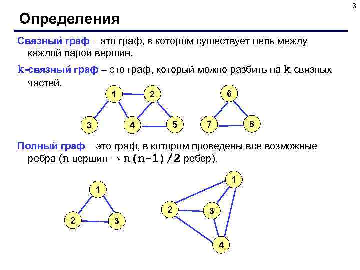       3 Определения Связный граф – это граф, в