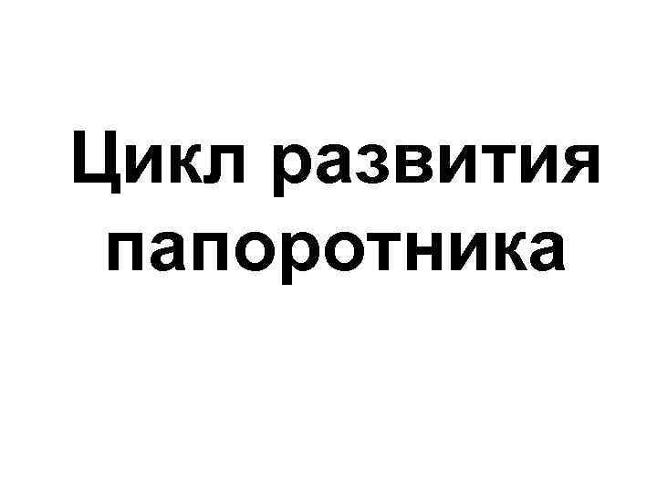 Цикл развития папоротника 