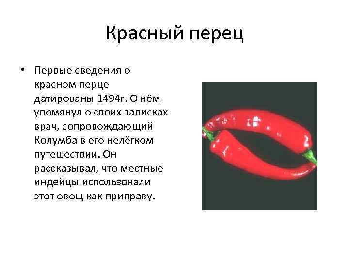     Красный перец • Первые сведения о  красном перце 