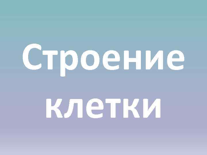Строение клетки 