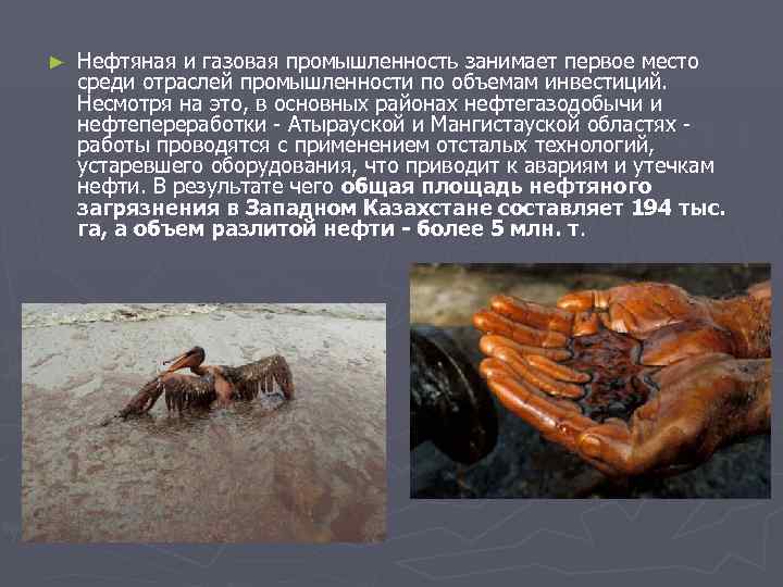 ►  Нефтяная и газовая промышленность занимает первое место среди отраслей промышленности по объемам