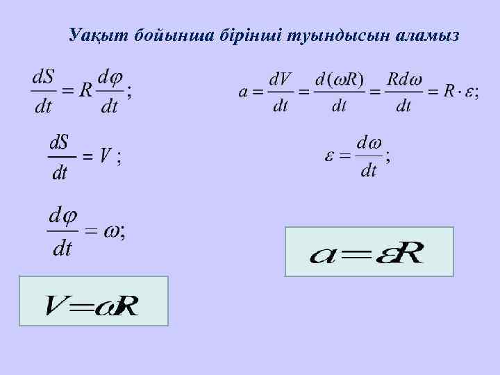 Уақыт бойынша бірінші туындысын аламыз 