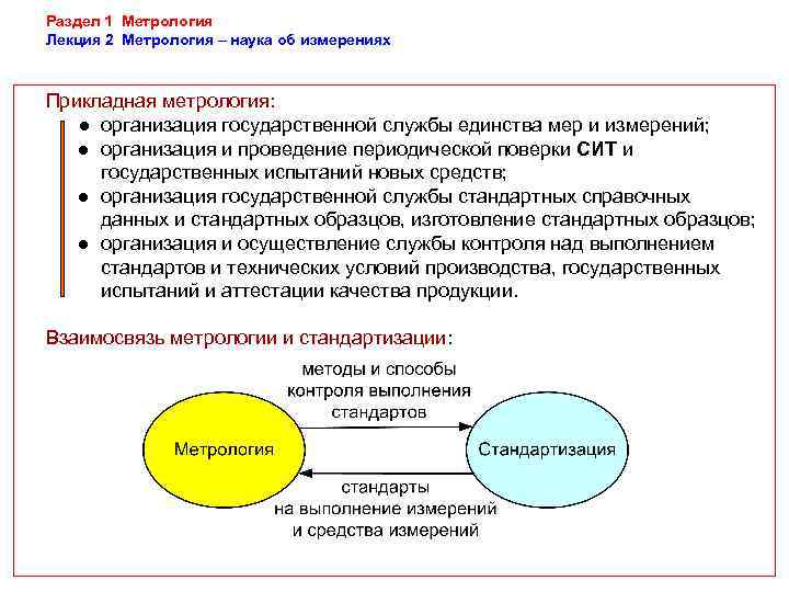 Раздел 1 Метрология Лекция 2 Метрология – наука об измерениях  Прикладная метрология: ●