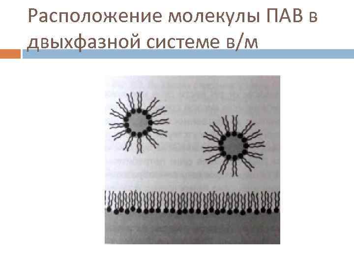 Расположение молекулы ПАВ в двыхфазной системе в/м 
