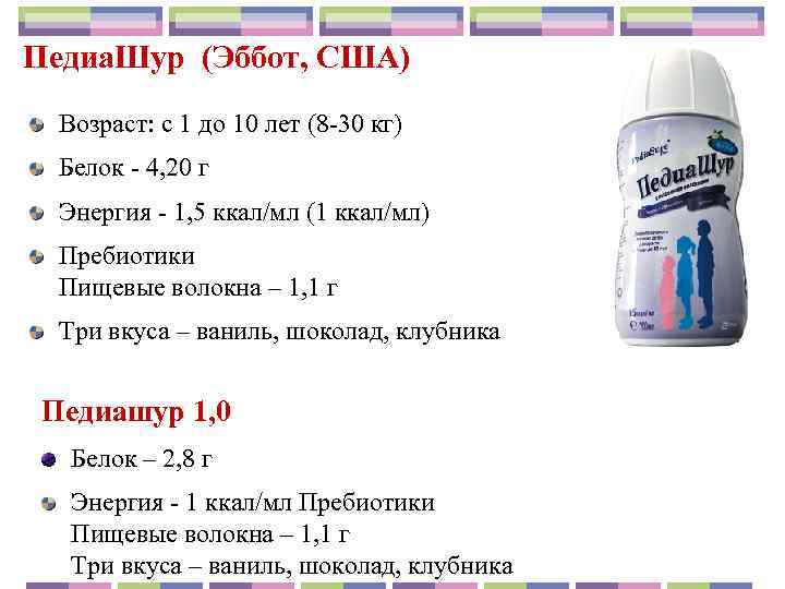 Педиа. Шур (Эббот, США)  Возраст: с 1 до 10 лет (8 -30 кг)
