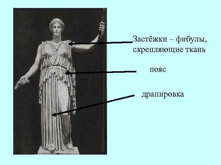 Застёжки – фибулы, скрепляющие ткань пояс  драпировка 