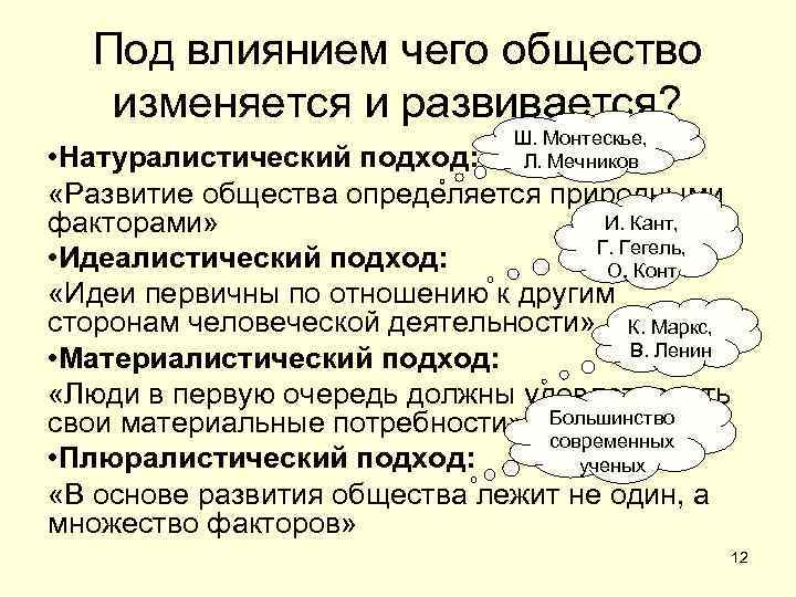   Под влиянием чего общество изменяется и развивается?     