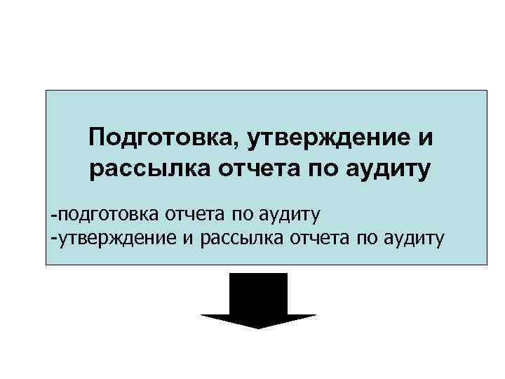   Подготовка, утверждение и  рассылка отчета по аудиту -подготовка отчета по аудиту