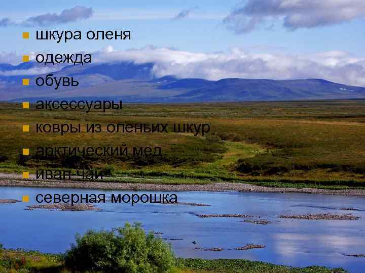 n  шкура оленя n  одежда n  обувь n  аксессуары n